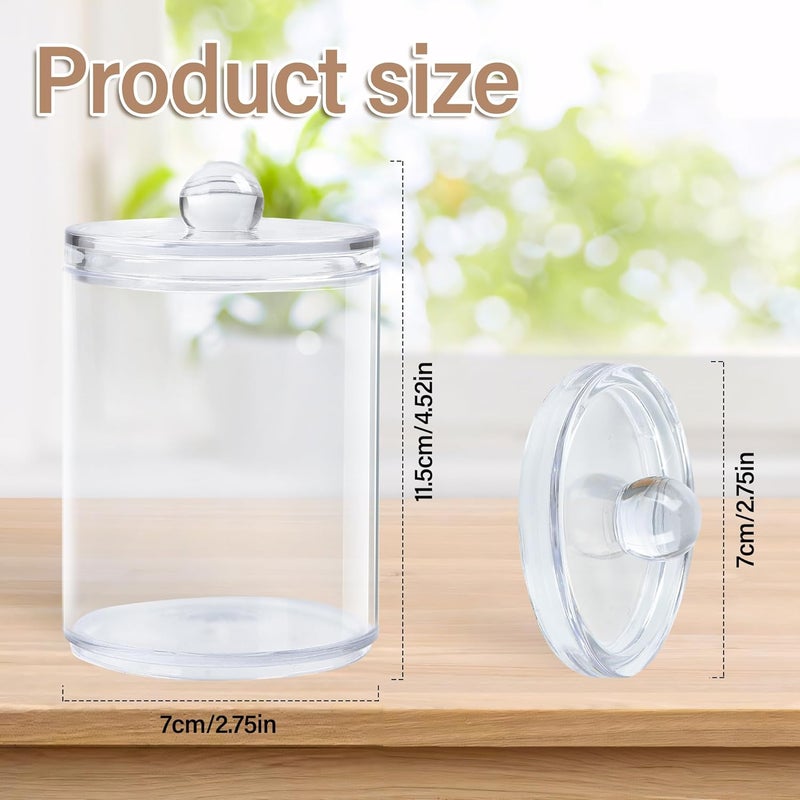 Emlim 2 Pack Holder Dispenser with Lid Clear Plastic Bathroom Vanity Canisters Jars Cotton Balls Pads Swabs Holder Jar For Bathroom Organization Office Dresser Organizer - Image 2